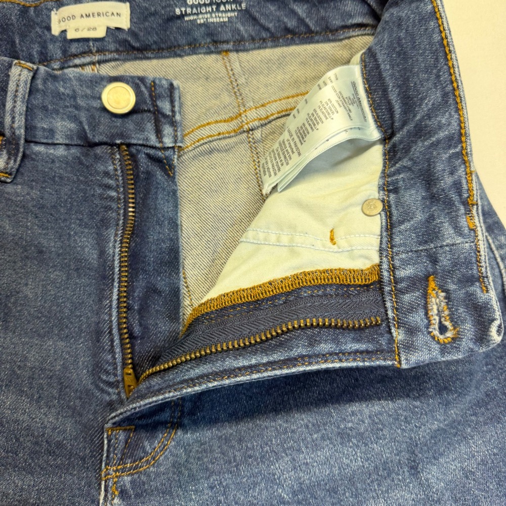 Good American Good Icon Straight Ankle Jeans 6 28 High Rise Medium Wash Womens - Picture 4 of 11